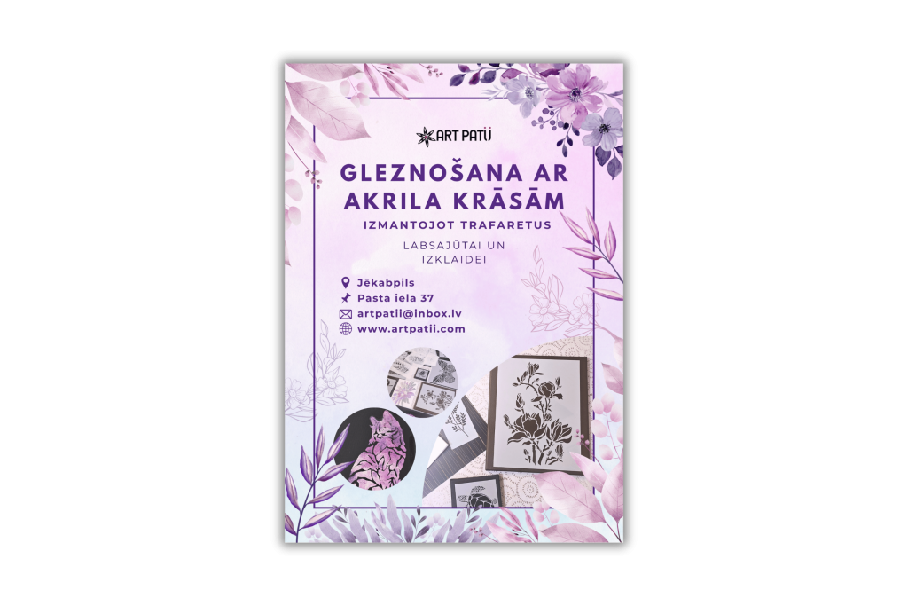 Gleznošana ar akrila krāsām izmantojot trafaretus